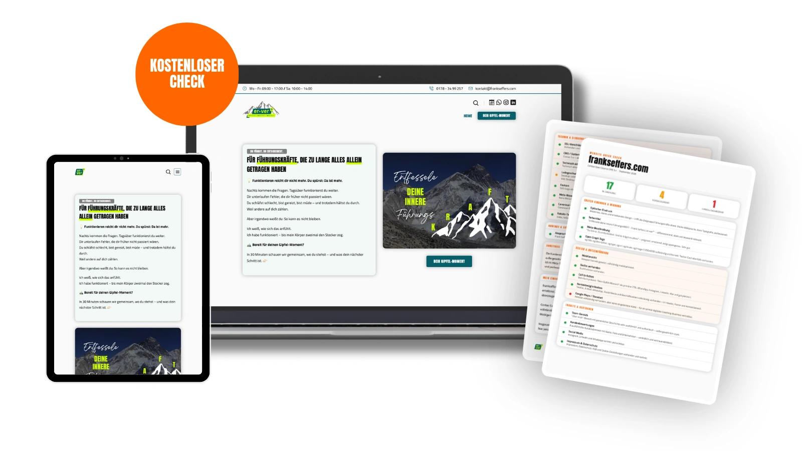 Kostenloser Website Check · Frank Seffers – Webdesign & Wartung · Starke Websites für Firmen und Vereine